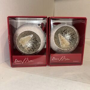 Demdaco Large Blown Glass Dear Family Ornament Christmas Bottle Brush 3 1/2" Set